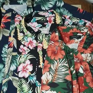Men's Tropical Floral Shirt - Green and Red